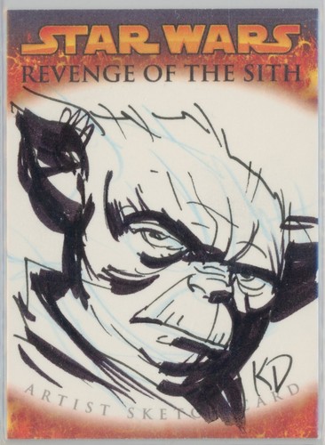2005 Topps Star Wars Revenge of the Sith Sketch ROTS Kieron Dwyer Yoda 1/1