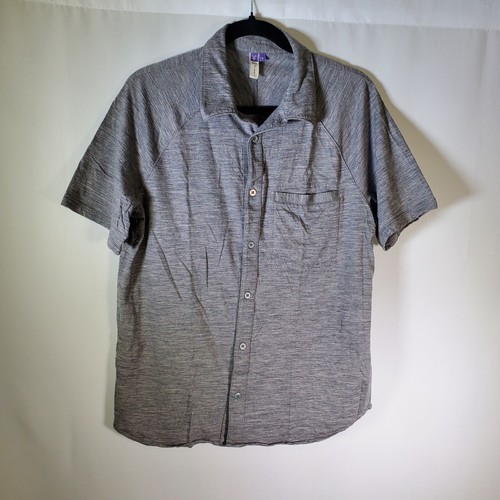 Ibex Polo Men Medium Gray Zque Certified Merino Wool Short Sleeve Button - Picture 2 of 17