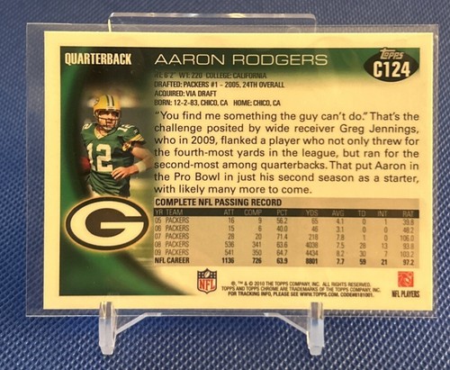 2010 Topps Chrome #C124 Aaron Rodgers Football Green Bay Packers MVP - Picture 2 of 2