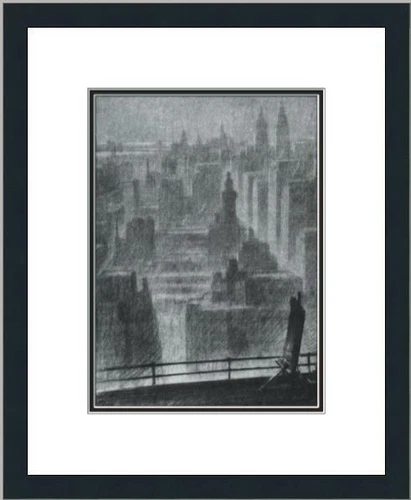 Hugh Ferris - Bird's-eye view. The City at dawn Custom Gallery Framed Print 