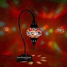 Lampe de table de bureau en mosaïque marocaine turque, col de cygne multicolore