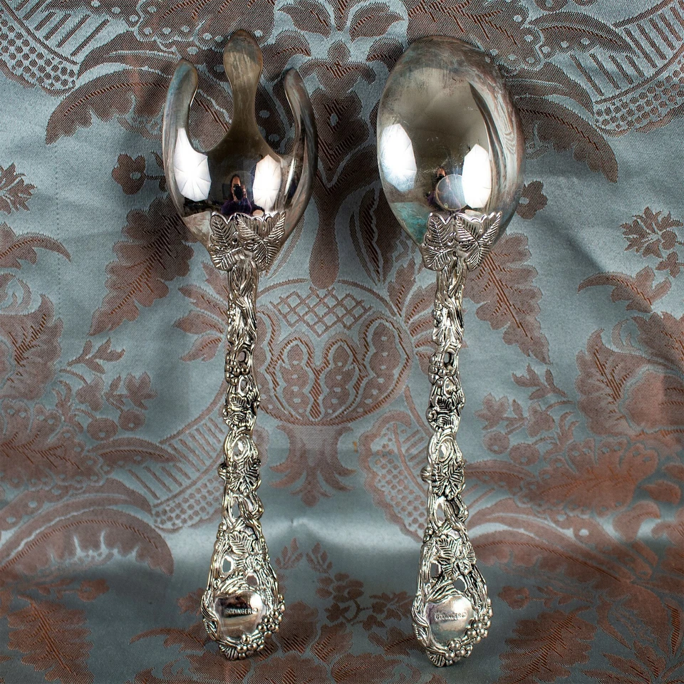 复古 Godinger 镀银花卉勺叉用具 2 件 — 第 2/4 张图片