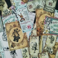 40 Alice In Wonderland Paper Scrapbooking Stickers Vintage Album Diary Rabbit