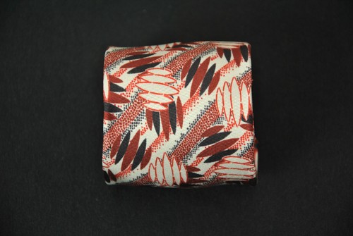 Prada Silk Tie Narrow Mid Century Print Rust Black White 11024RB - Picture 6 of 7