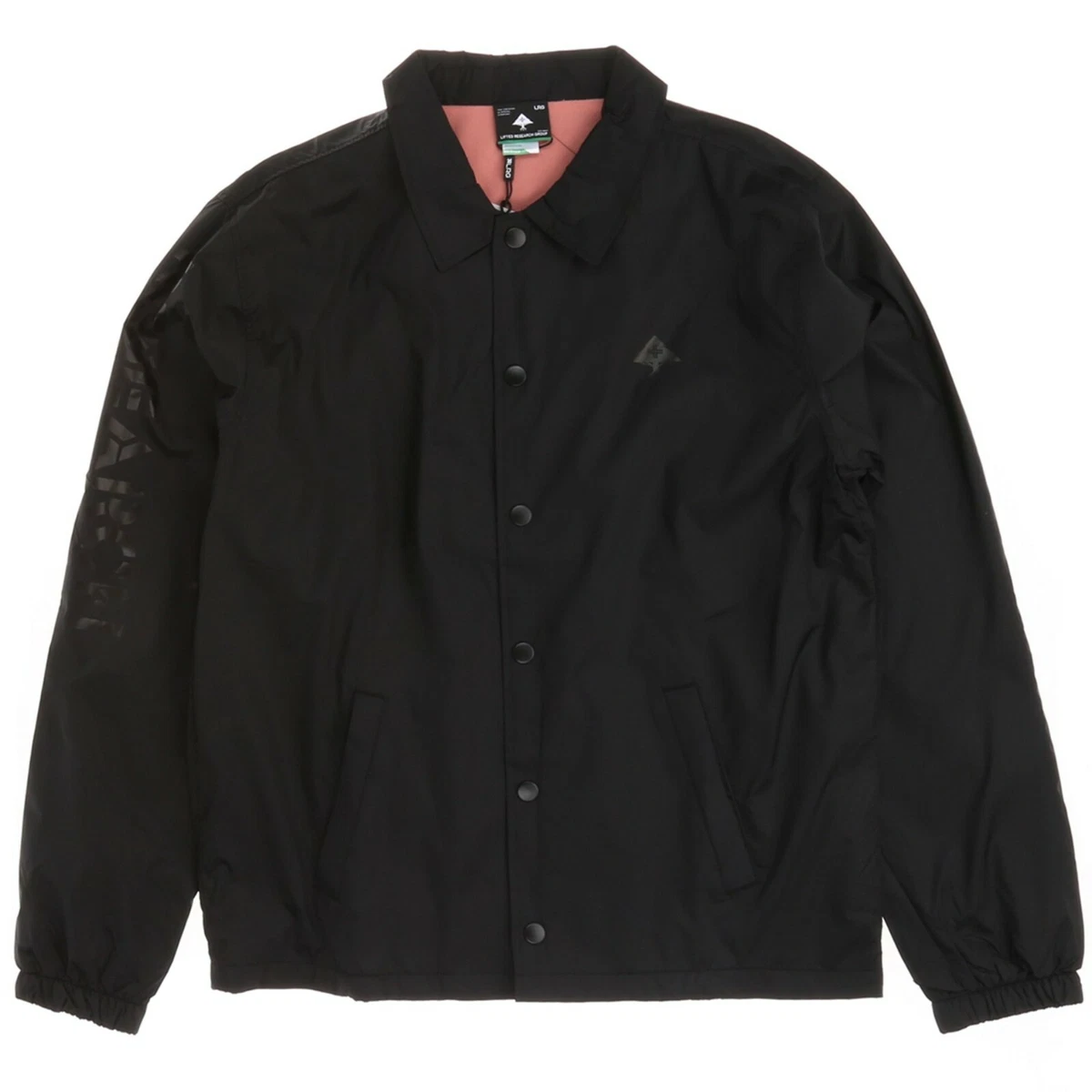 Lrg RESEARCH COACHES JACKET Black Black Graphic Lined Windbreaker