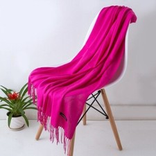 Echarpe étole châle scarf rose fushia unie cachemire laine top qualité cadeau