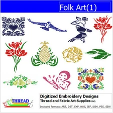 Embroidery Design Set - Folk Art(1) - 11 Designs - 9 Formats - USB Stick