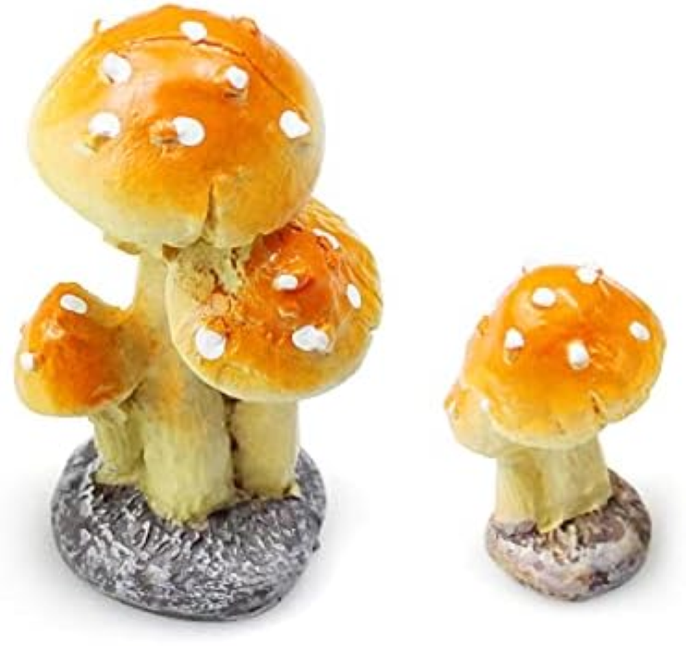 2 Pezzi Mini Fungo Scultura in Resina Fungo Ornamenti da Giardino Fungo In Minia