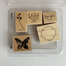 Stampin' Up Great Friend Wood Mounted Stamps set of 5 Retired