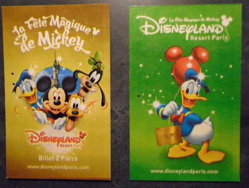 Two Disneyland Paris Admission Ticket 2009 Cards, Excellent Condition