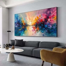 Abstract Wall Art Paintings Hand Painted Oil Painting on Canvas Blue