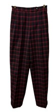 Vintage Giorgio Sant Angelo Red Plaid High Waist Pleated Wool Pants Waist 28"