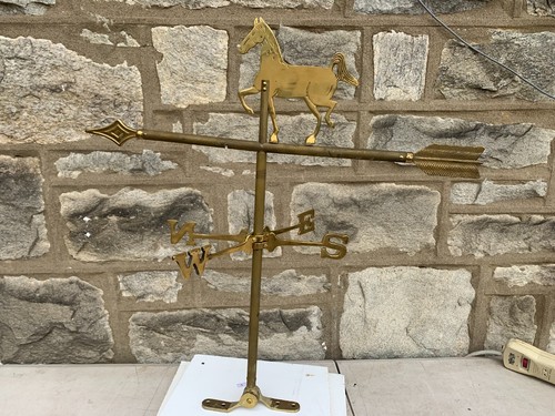 Horse Theme 26" Directional Weather Vane Solid Brass Finish Surface & Roof Mount