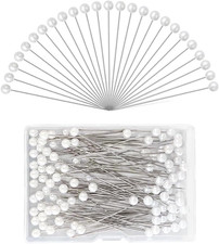 100 PCS Straight Pins with Faux Pearl Heads, White Straight Bouquet Pins, 2.6 In