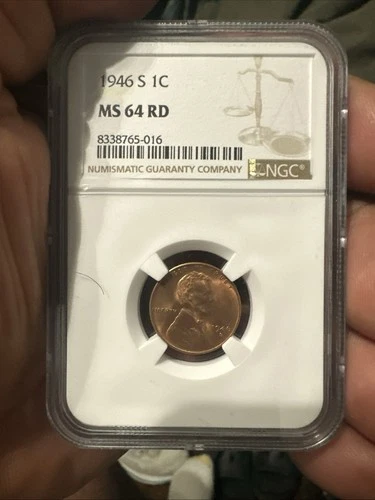 1946 Wheat Penny Graded MS 64 RD NGC holder Beautiful  No Mint Mark