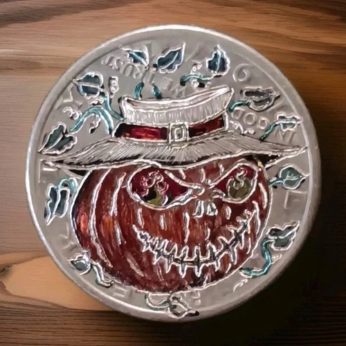 Hobo Nickel hand carved original by J&M Tarantula Kennedy as Happy Halloween - Picture 1 of 24