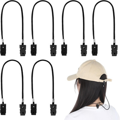 6 Pieces Hat Wind Strap Clips Cap Retainer Removable Chin Cord Elastic Hats Clip
