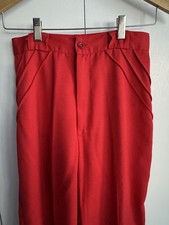 Vintage 1970  s Hot Red Pants Flat Front Wide Leg High Rise