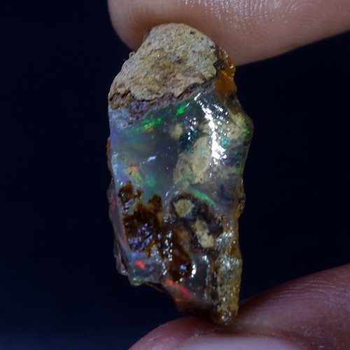 Olio di opale nero etiope naturale 18,00 ct esemplare grezzo "gioco di colori" pietra preziosa - Foto 5 di 9