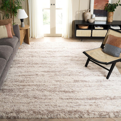 Hudson Shag 9x12 Area Rug - Ivory & Beige, Modern, Non-Shedding, Easy Care