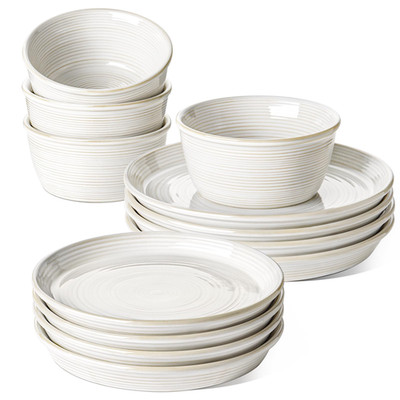 Le Tauci Ceramic Plates And Bowls Set For 4 12-Piece Ceramic Dinnerware Set