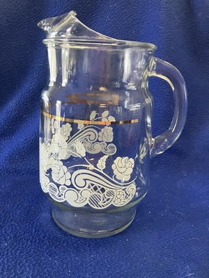 Anchor Hocking  Pinot Blanc   10  Glass Ice Tea Pitcher w/ice Lip, 1950s-1960s,