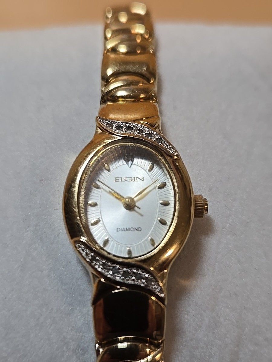 Elgin Diamond SR626SW Gold Quartz Women's Watch Japanese Movement