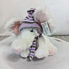 Russ Berrie Emma Elephant White Purple Hat Scarf Plush Animal Silky Soft Mini