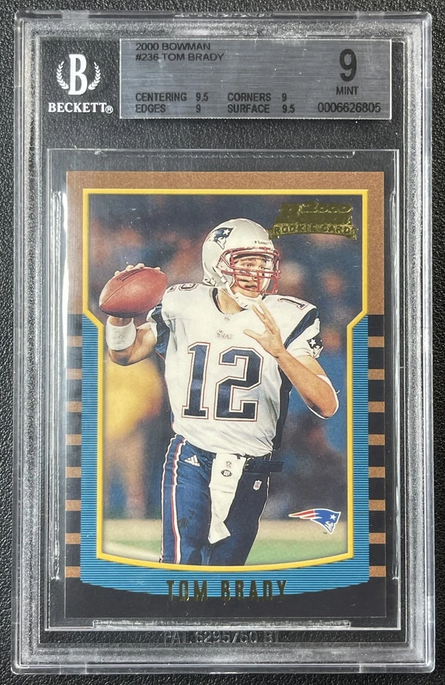 汤姆·布拉迪·布斯 9 2000 年 BOWMAN #236 新秀卡 RC 爱国者 状况完好 9.5 年