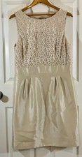 Tahari Arthur S. Levine Women's  Dress, Sz 12, Gold W/Silver Accents, Sheath
