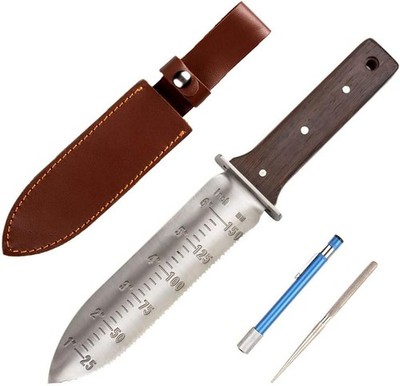 12'' Hori Hori Garden Knife with FREE Diamond Sharpening Rod, Stainless Steel Bla
