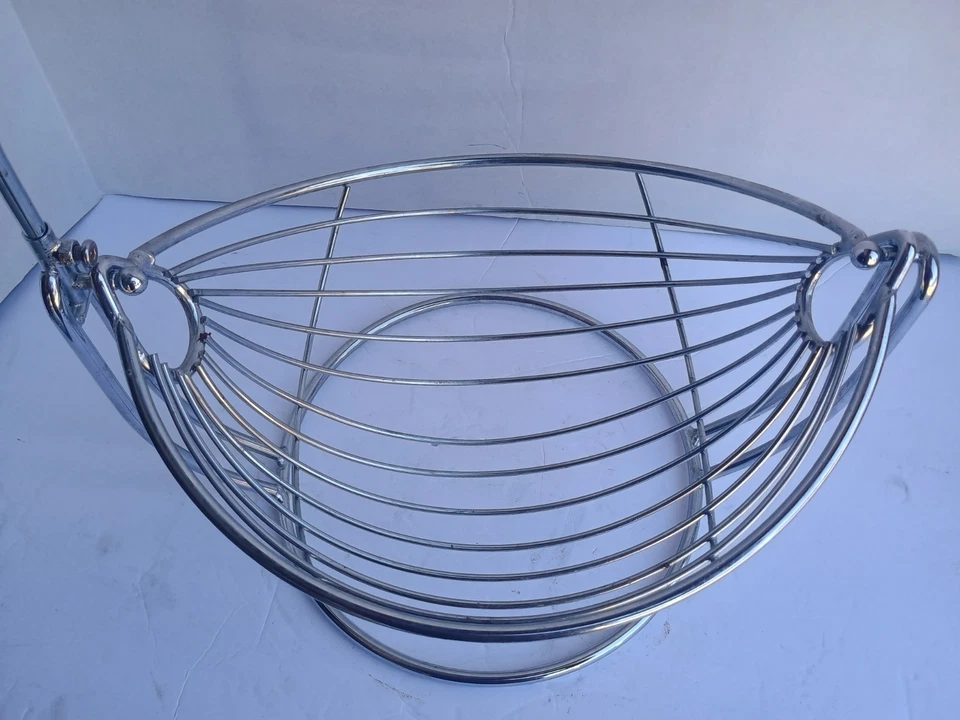 Hamaca de cesta de frutas mecedora de alambre cromado de alta resistencia con percha para plátanos 18x14x10 Foto 2 de 3