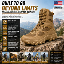 NORTIV8 Men's Military Tactical Work Boots Side Zipper Hiking Combat Boots Shoes