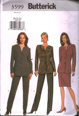 3599 Vintage Butterick Sewing Pattern Misses Jacket Skirt Pants UNCUT ...