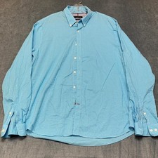 Tommy Hilfiger Dress Shirt Mens 2XL 18 36/37 Blue Check Slim Fit Button Down