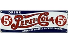 VINTAGE PEPSI COLA PORCELAIN SIGN GAS STATION BOTTLE COKE COCA DEW A & W OIL