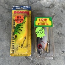 Lote de 2 sonajeros Storm Rattlin' Thinfin Lightning Shad Crankbait de 1/2 oz 5-8 pies