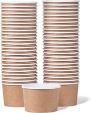 Paper Ice Cre Cups - 50-Count 5.5-Oz Disposable Dert Bowls