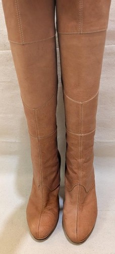 Nicole Brundage Light Brown Leather High Heel Knee High Boots Sz 37, US Sz 7 - Picture 4 of 7