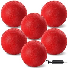 6 Pcs Dodgeballs 8.5 Inch Playground Ball Red Kickball Inflatable Rubber Hand...