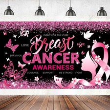 Breast Cancer Awareness Decorations, 71 x 43 in Breast Cancer Backdrop