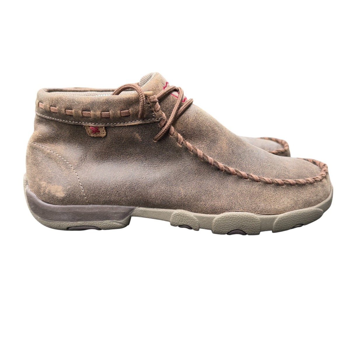 Twisted X Chukka Driving Moc Brown Leather Boots Mens Size