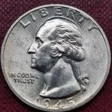 1945 S Washington Quarter 25c Silver BU UNC Uncirculated San Francisco #95112