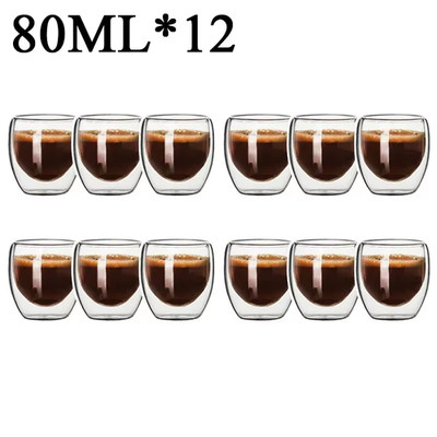 Double Wall Glass Mug Set Borosilicate Heat Resistant Coffee Tea Drinkware Gift