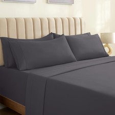 6 PC Queen Sheet Set Deep Pockets 18" Eco Friendly Wrinkle Free Cooling Dark