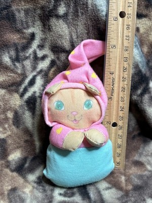 Playskool Baby Jammie Pies 4 Inch Pink Blue Hearts Kitty Cat Rattle 1986 Vintage