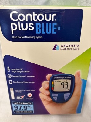 Contour Plus Blue Blood Glucose Monitoring System Sealed Box daed 7/2027