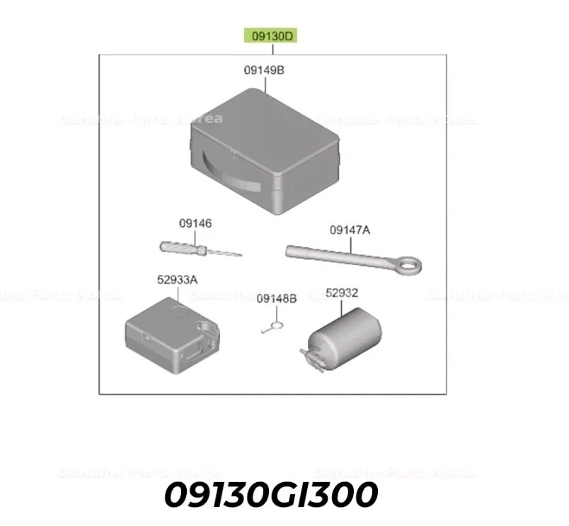 ⭐Genuino⭐ NUEVO Kit de Movilidad de Neumáticos y Juego de Herramientas 09130GI300 Hyundai Ioniq 5 Foto 4 de 4
