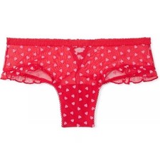 NWT- Victoria's Secret- Tease Cheeky Panty Pink Bright Vermillion Heart Small