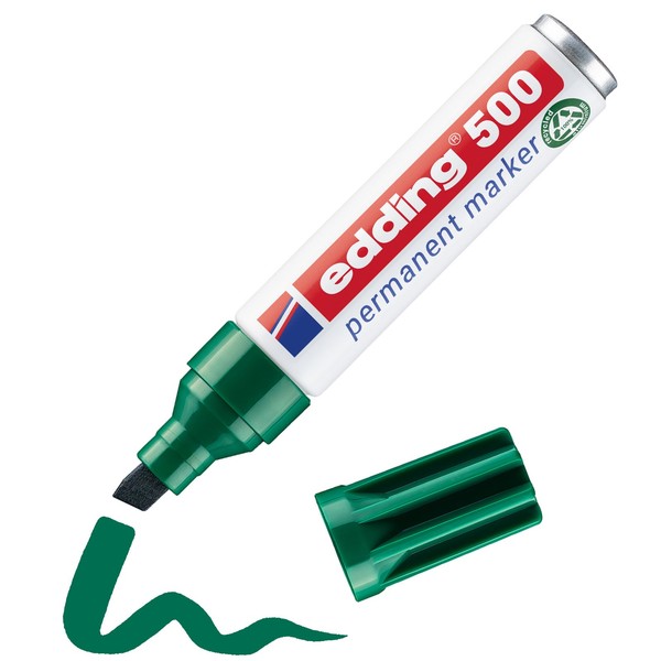 Edding 500 Permanentmarker GrüN Permanent Marker Wasserfest 2-7Mm Keilspitze Neu-image